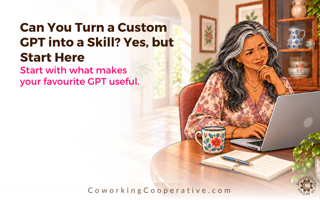 A woman wondering if you ca turn a Custom GPT into a Skill